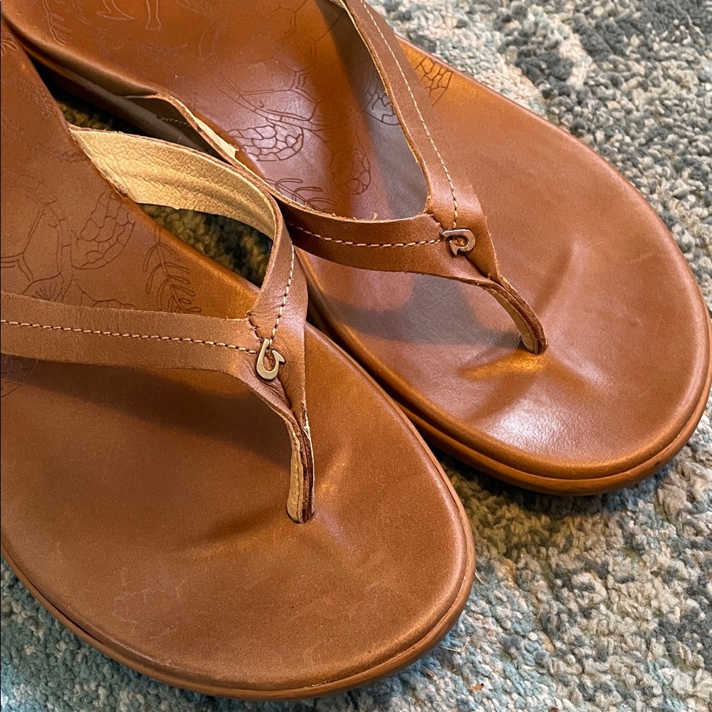 OluKai Honu Brown Leather Women's Sandals